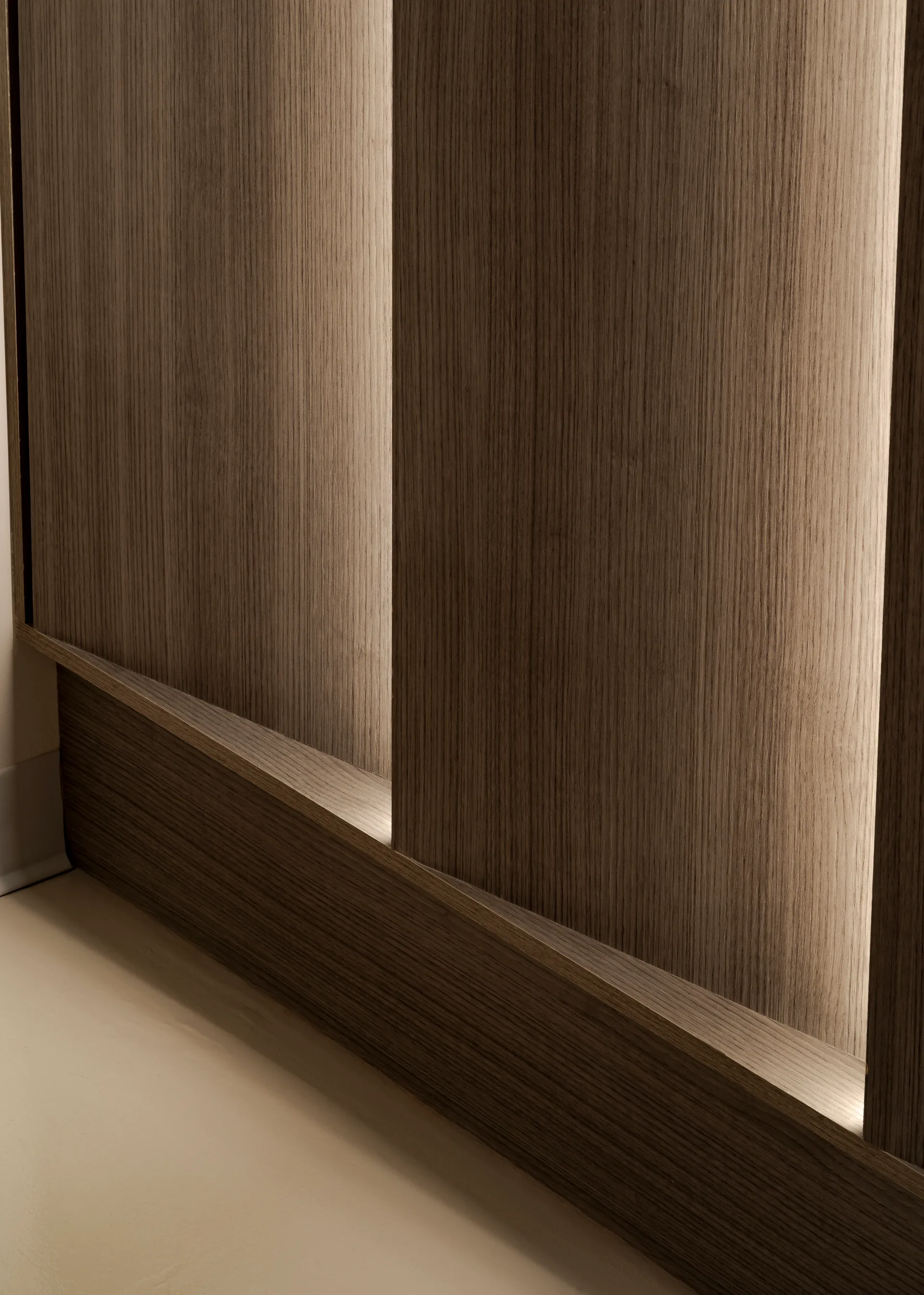 Close view of textured timber panelling