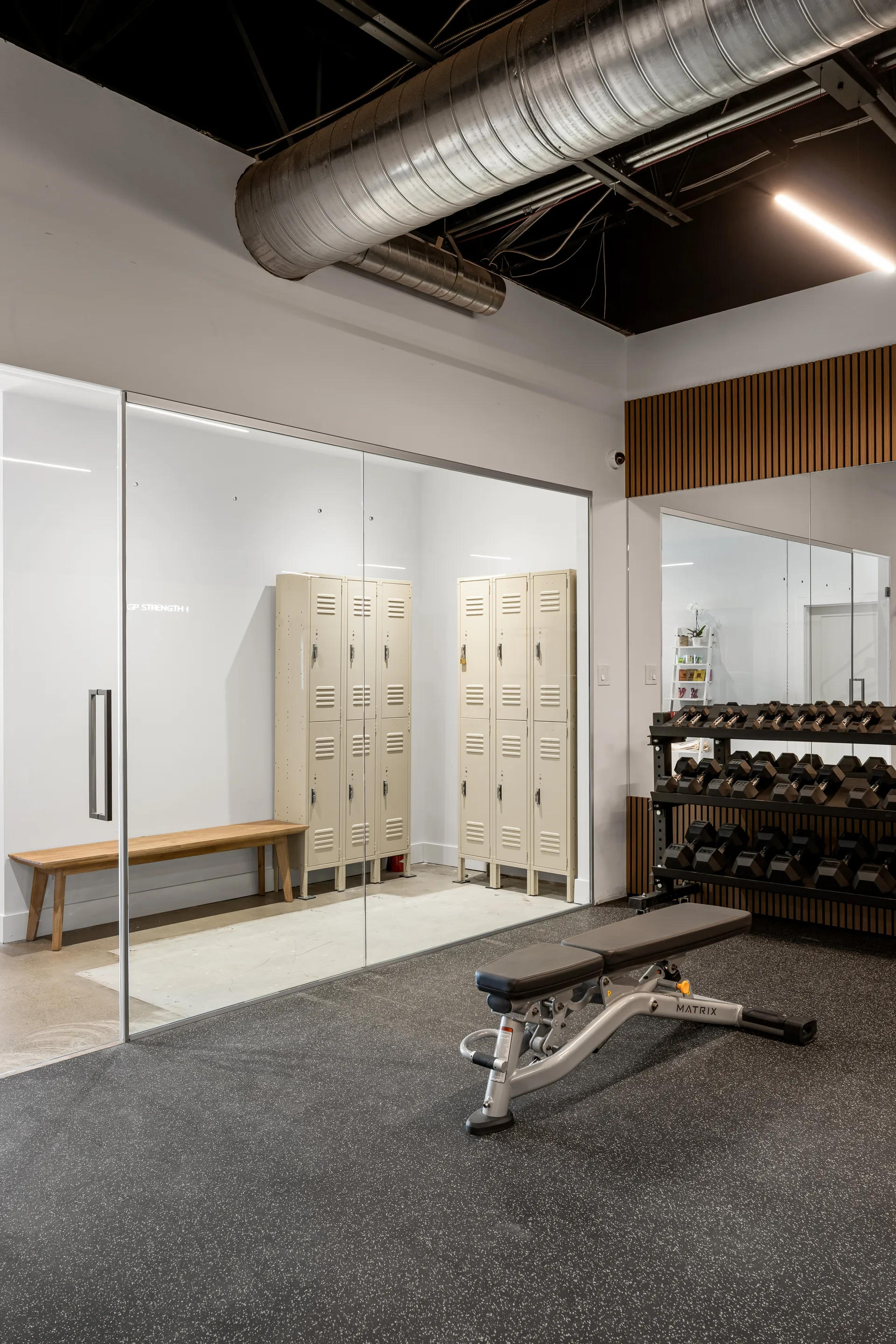 Training area beside storage lockers